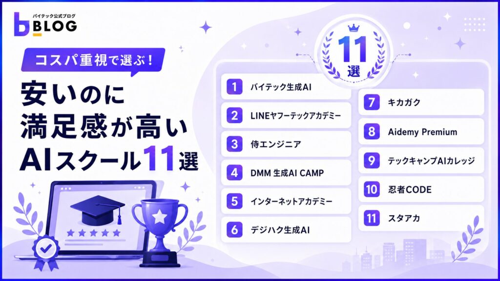 安いのに満足感が高いAIスクール11選