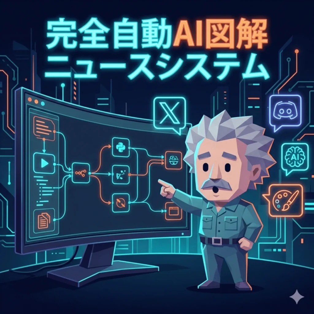 AI図解ニュース自動投稿システムの全体像 ── n8n × LLM × 画像生成で"完全自動"のSNS運用を組んだ話AI図解ニュース自動投稿システムの全体像 ── n8n × LLM × 画像生成で"完全自動"のSNS運用を組んだ話