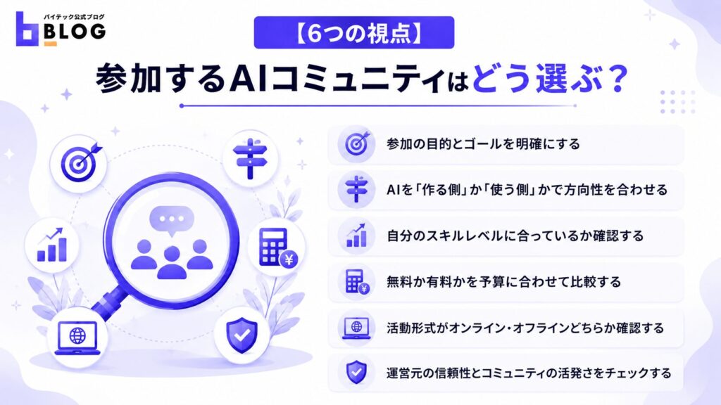 【6つの視点】参加するAIコミュニティはどう選ぶ?