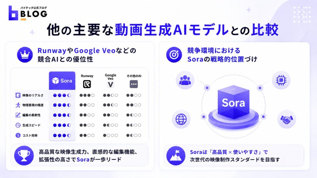 他の主要な動画生成AIモデルとの比較