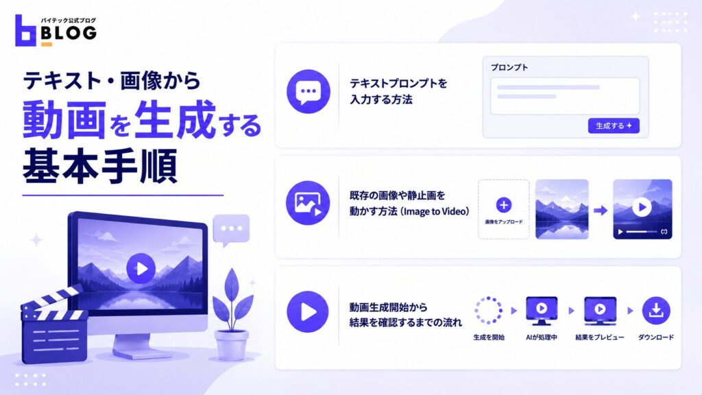 テキスト・画像から動画を生成する基本手順