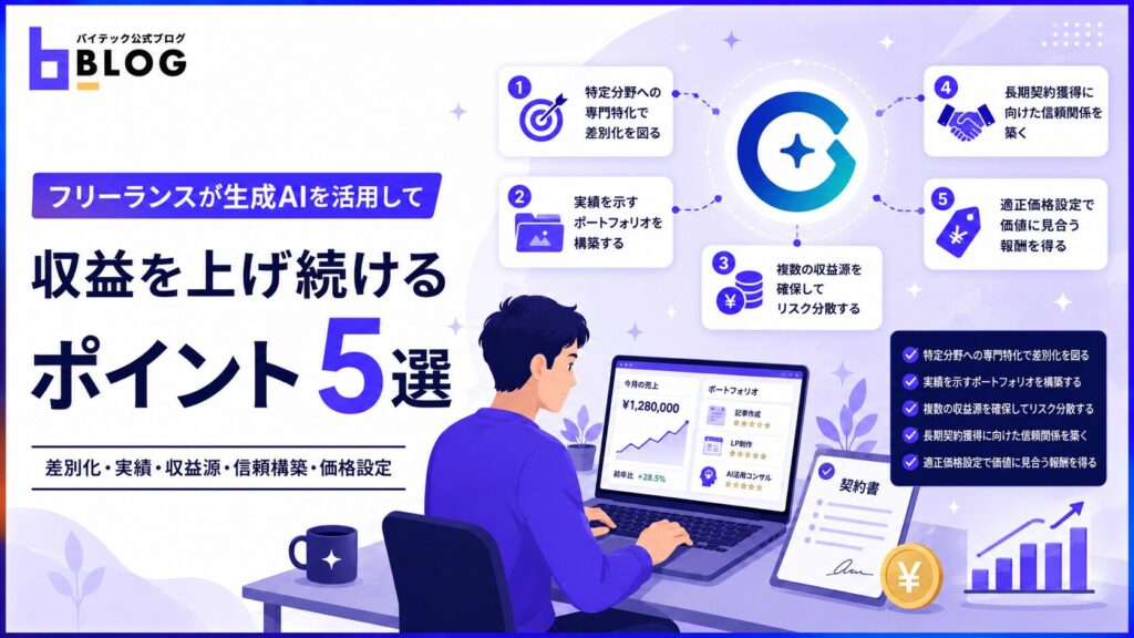 フリーランスが生成AIを活用して収益を上げ続けるポイント5選